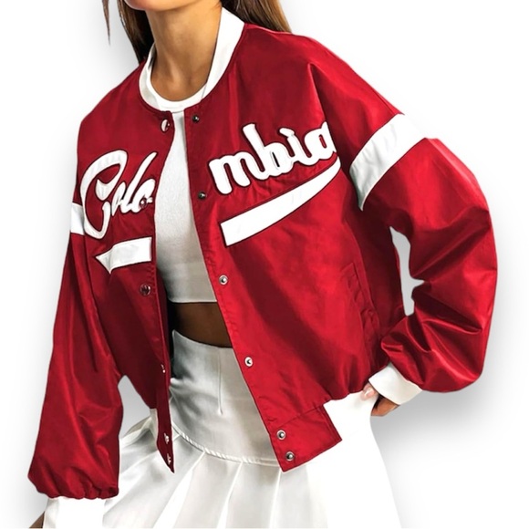 Oversized Y2K Varsity Lettering Bomber Jacket- XS - Picture 1 of 5